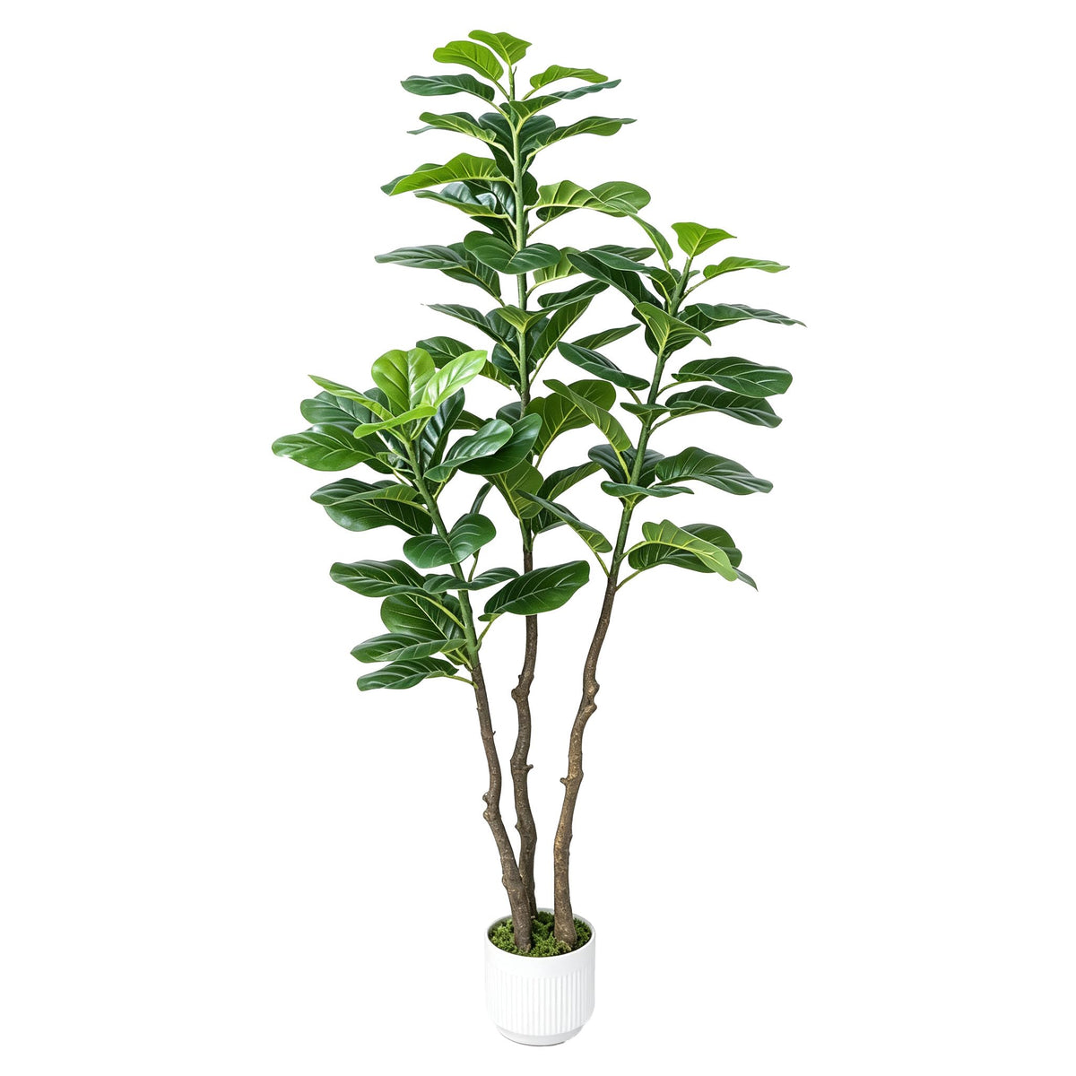Elkaysenly 5FT Faux Fiddle Leaf Fig Tree with White Planter, Indoor Plant