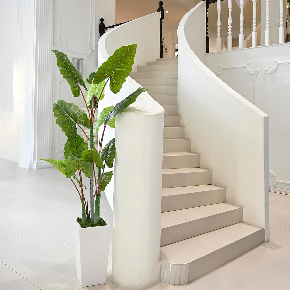 Artificial Plant Indoor 5.5FT - Fake Tree with White Tall Planter - Faux Silk Plants Tall Fake Floor Plant in Pot - Artificial Trees for Home Office Living Room Decor Indoor